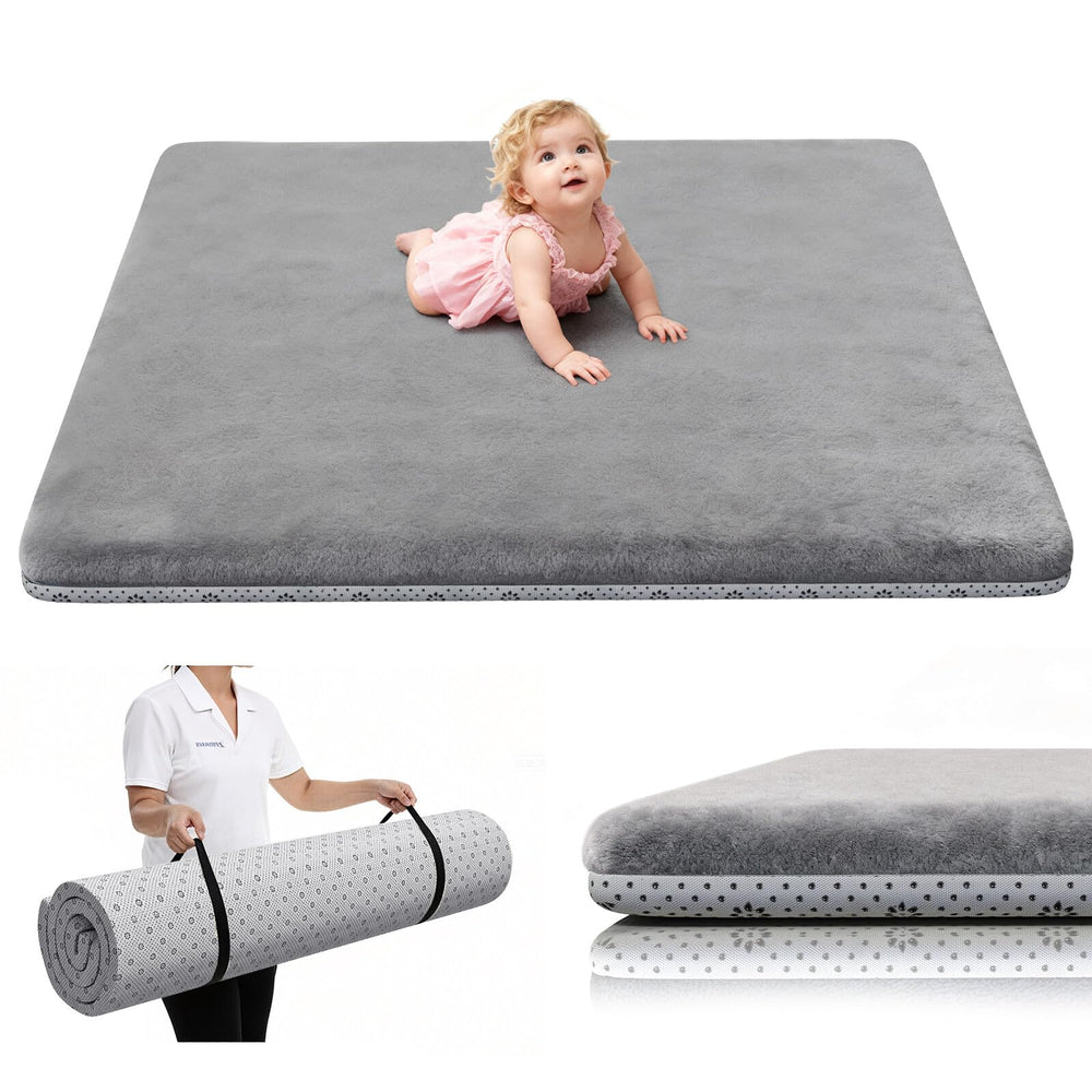 Yozoia baby play mat 50x50 with thick foam provides cushioned tummy time.
