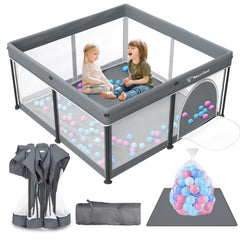 Yozoia Taleco Gear foldable playpen structure for quick setup and roomy play space.