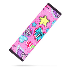 YR seat belt cover for kids in soft neoprene cushions neck and shoulders.