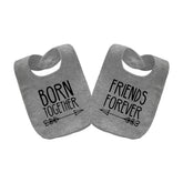 YSCULBUTOL baby twins bibs Born Together Forever graphic on grey fabric aids quick gift-giving