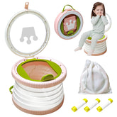 Yszawmx portable potty folded for compact travel convenience.