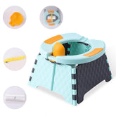 Yszawmx portable potty travel chair blue front view for easy on-the-go toilet use.