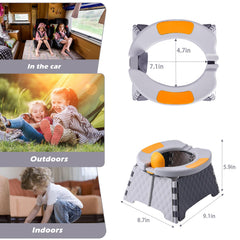 Yszawmx portable potty travel seat gray close-up highlighting durable PP+TPE build