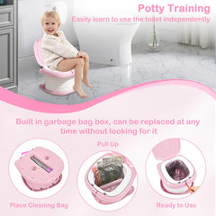Yszawmx travel potty open in pink, ready for toddler toilet use during trips.