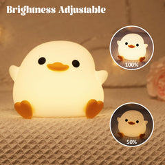 YuanDian Dodo Duck LED night light with bottom tap control for easy brightness adjustment.