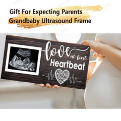 Yudarte pregnancy-announcement frame highlights heartbeat keepsake for sharing news.