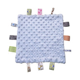Yufiova baby tags security blanket blue front view for soothing snuggles