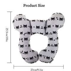 Yufiova baby travel pillow grey in car seat demonstrating travel-ready support