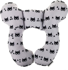 Yufiova baby travel pillow grey side view highlighting ergonomic shape for head and neck