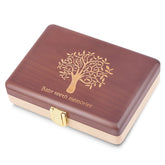 Yukidoke baby teeth box close-up shows handcrafted wooden finish for timeless keepsakes.