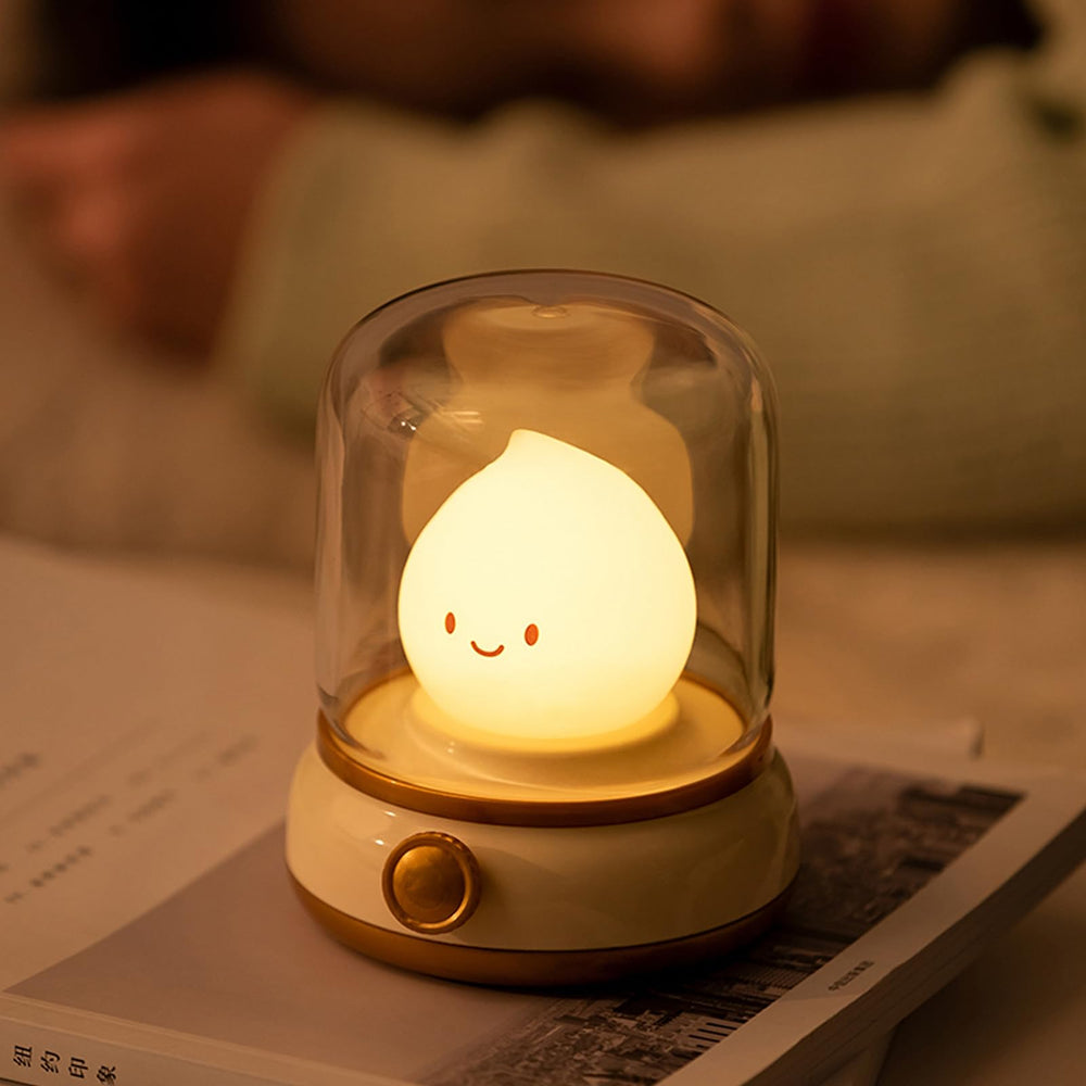 YumeGlint flameless kerosene night light close-up flame for safe cozy ambiance.