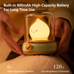 YumeGlint USB-rechargeable night light, portable for travel and outdoor use.