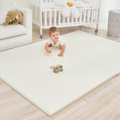 Yumiio large vegan leather play mat unfolded, showing spacious 59 by 82 inch play area