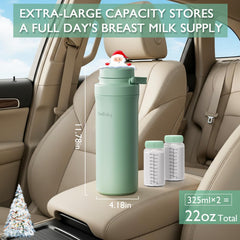 YunBaby dual 11oz bottles stored inside for on-the-go pumping.