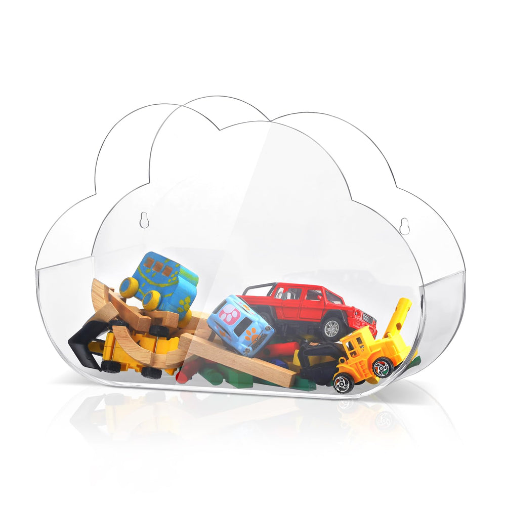 Yungyan acrylic toy dispenser wall-mount showing easy-access storage for toys in playroom