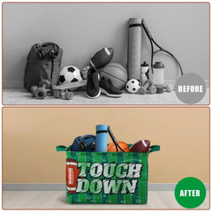 Yungyan football storage basket with handles for easy pull-out from shelves