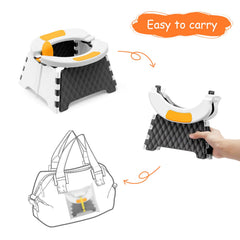 YUNHECAM potty seat in use outdoors during camping for on-the-go potty training.