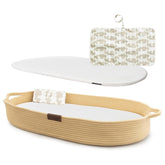 Yunioo baby changing basket with soft cotton rope texture for gentle newborn changes.