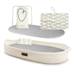 Yunioo baby changing basket with soft cotton rope for gentle newborn diaper changes.