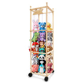 YunSheCSBS stuffed animal storage wooden tower front view keeps plush toys organized