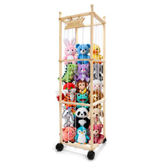 YunSheCSBS stuffed animal storage wooden tower front view keeps plush toys organized