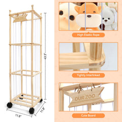 YunSheCSBS stuffed animal storage wooden tower with wheels demonstrates easy mobility
