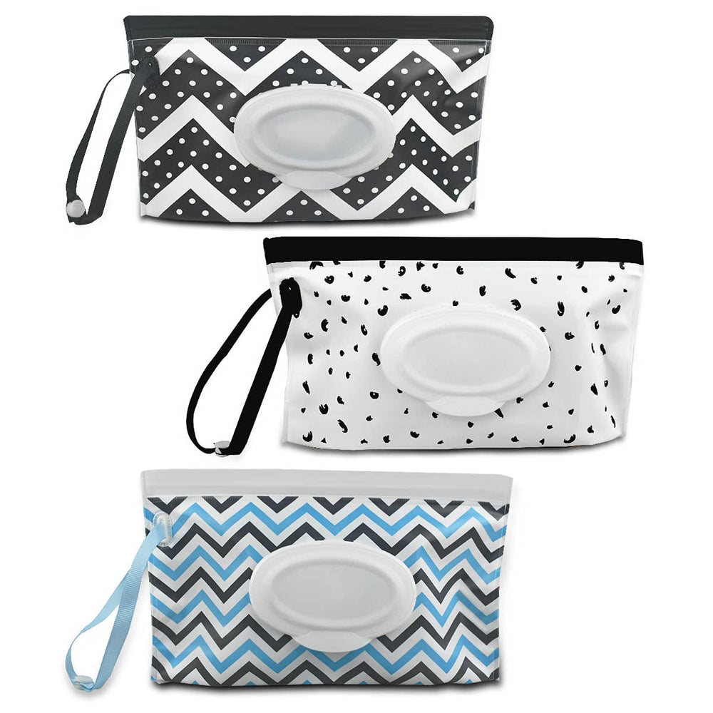 Yuntop three-pack baby wipes dispenser with colorful patterns for quick access