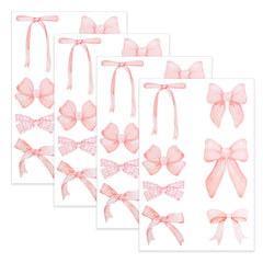 Yuomeaz bow wall sticker sheet in pink watercolor for cheerful living room decor.