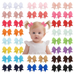 YWAOAIJD 40pcs baby hair ties with bows packaging shows assorted colors for versatile styling