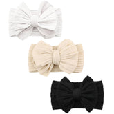YWAOAIJD three-color baby bows headbands with soft nylon for gentle daily wear.