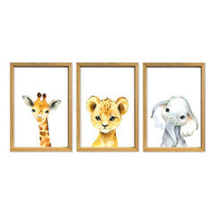 YWJKWLGS Baby Safari giraffe wood-framed print brightens a nursery and sparks imagination.