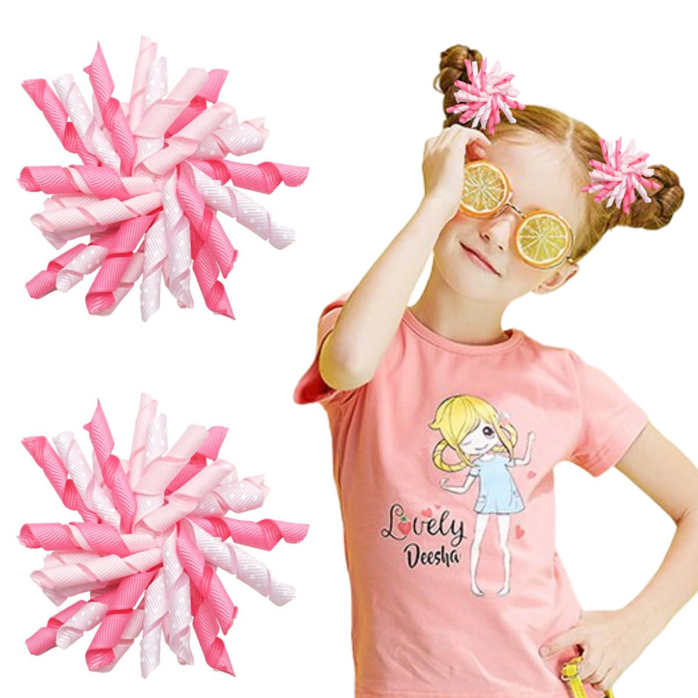The Yxiang pink korker bows 3in curly bow clip adds cute, secure styling for girls.