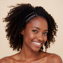 Yxinjy banana hair clip in thick curly hair close-up demonstrates non-slip grip