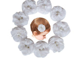 YYCRAFT baby hair clip with chiffon flower close-up showing rhinestones for party sparkle