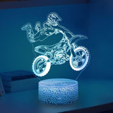 Yzddsi 3D motorcycle night light illusion for kids' rooms.
