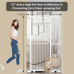 YZHDUXIU 71-inch gate open for easy pet doorway access.