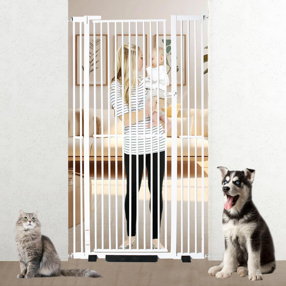 YZHDUXIU 71-inch gate-frame close-up demonstrates sturdy steel for pet safety.