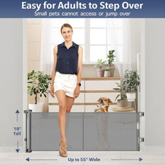 Zaguoroo 18-inch tall gate enables easy step-over passage for adults.