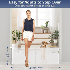 Zaguoroo gate 55-inch width adjustment widens doorway without obstruction.
