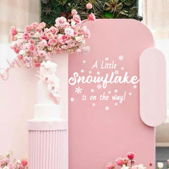 ZAIBIANHAO A Little Snowflake is On The Way Decal backdrop for a winter birthday photo shoot