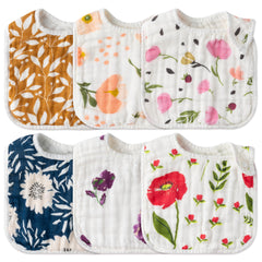 Zainpe 6Pcs floral muslin baby bibs for stylish daily wear.