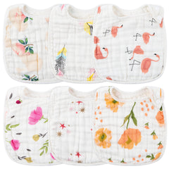 Zainpe 6Pcs Snap Muslin Bibs stars pattern protect baby clothes during meals