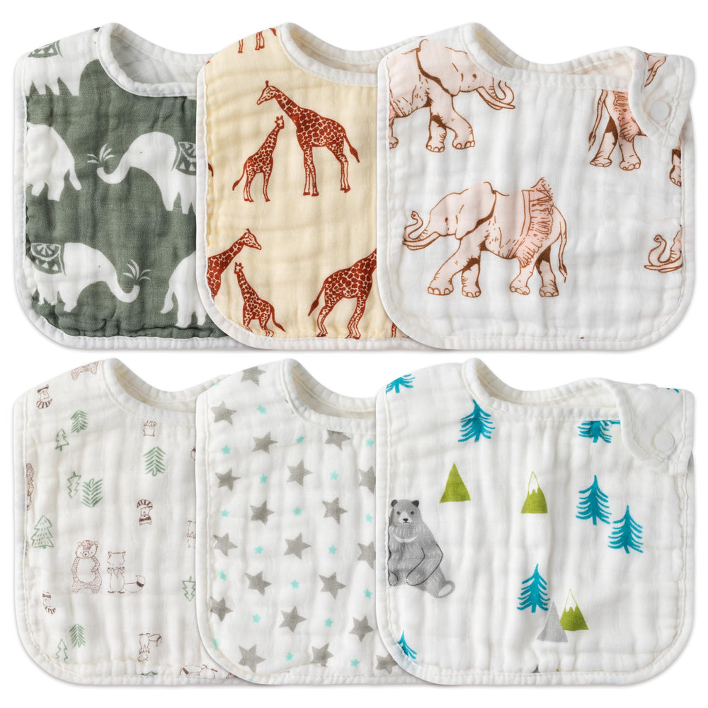 Zainpe 6Pcs Bibs showcase six playful designs for everyday wear and drool absorption.