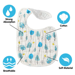 Zainpe elephant-pattern bib provides gentle coverage and quick spill absorption
