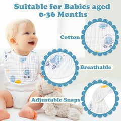 Zainpe baby bib whale pattern keeps skin dry with six-layer absorbent design.