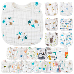 Zainpe muslin baby bib giraffe pattern helps catch dribbles during feeding and teething.