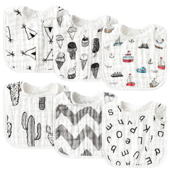 Zainpe ice-cream-pattern bib keeps baby dry during meals and drool sessions.