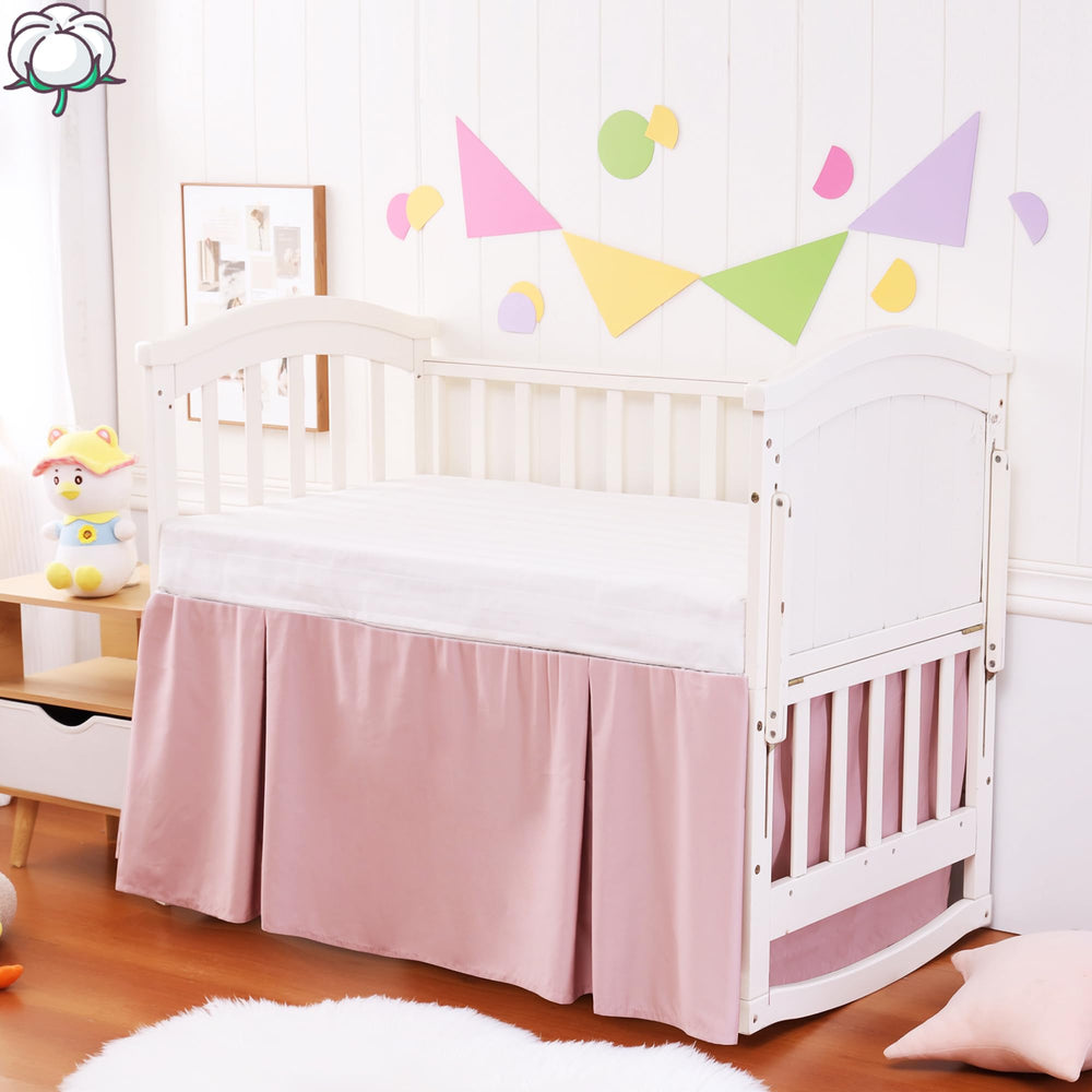 Zaizaihome crib bed skirt close-up shows soft cotton for gentle baby skin.
