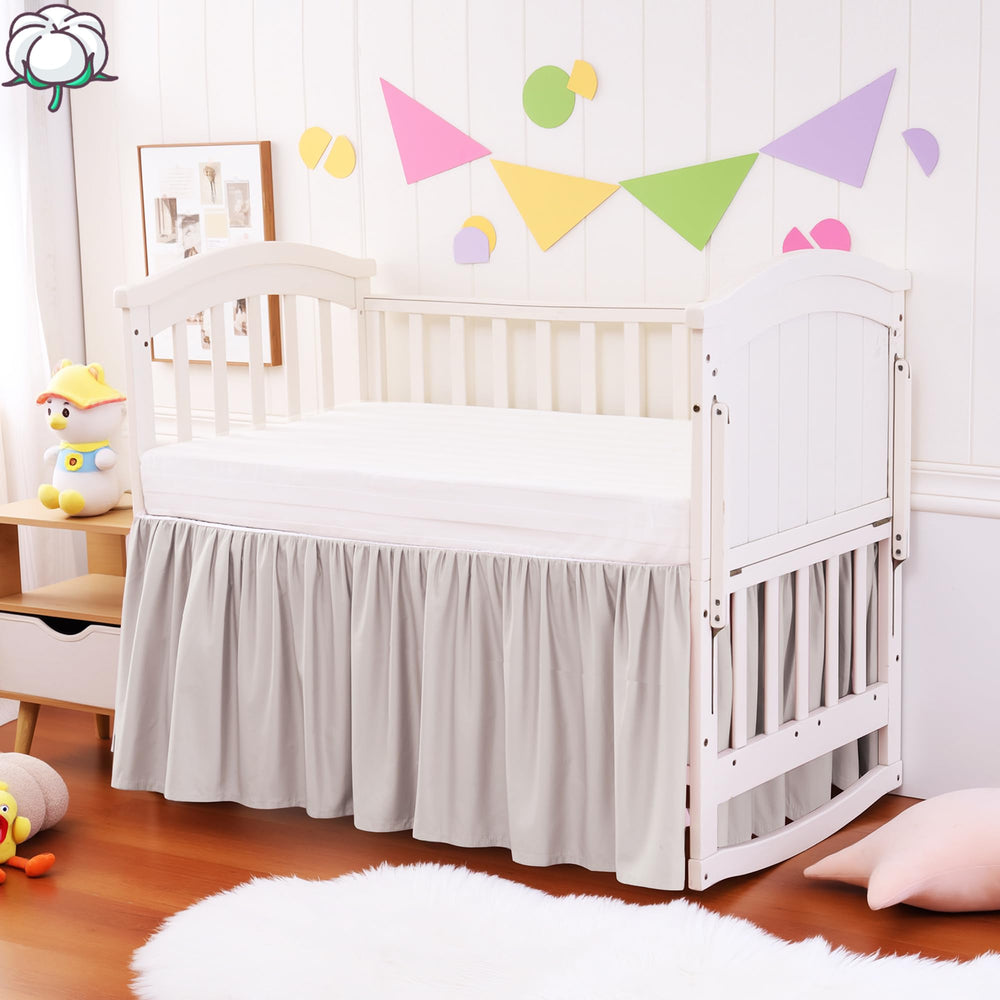 Zaizaihome crib skirt natural fabric closeup highlights soft cotton for gentle baby comfort.