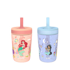 Zak Designs Disney Princess Kelso two-pack cups, front view, ideal for travel and daily hydration.